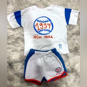 ZARA 1944 New York Baseball Graphic Tee and Shorts Set size 2